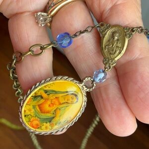 New repurposed Religious medal necklace